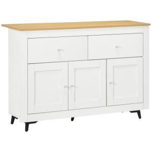 Buffet 2 tiroirs 3 portes étagère réglable en bois blanc