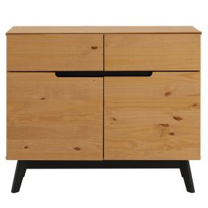 Buffet 2 tirois 2 portes en bois massif, coloris naturel