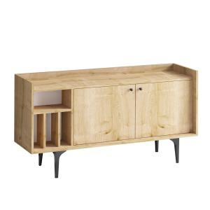Buffet 3 niches 2 portes décor chêne saphir - L150 cm