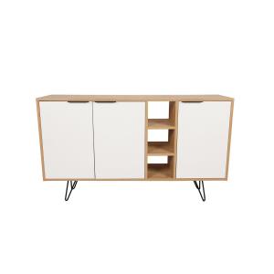 Buffet 3 Niches et 3 Portes - L142 cm - Effet Blanc et Chên…