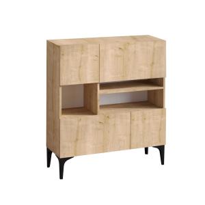 Buffet 3 niches et 4 portes décor chêne saphir - H125 cm