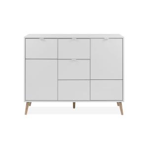 Buffet 3 portes, 1 tiroir effet blanc et chêne L115 cm