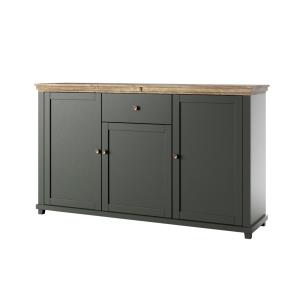 Buffet 3 portes 1 tiroir stratifiés vert et bois