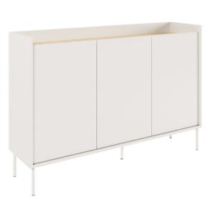 Buffet 3 portes, 140 cm, blanc / aspect bois chêne