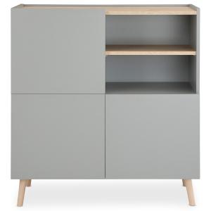 Buffet 3 portes 2 compartiments en bois gris