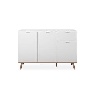 Buffet 3 portes 2 étagères 1 tiroir L120 x H85 cm - Blanc