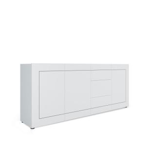 Buffet 3 portes/3 tiroirs effet bois blanc brillant 200x40x…