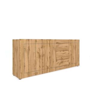 Buffet 3 portes/3 tiroirs effet bois chêne nature 200x40x83…