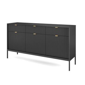 Buffet 3 portes 3 tiroirs pieds métal noir 154x83 cm