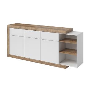 Buffet 3 portes 3 tiroirs stratifiés blanc et beige