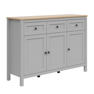 Buffet 3 portes 3 tiroirs stratifiés gris