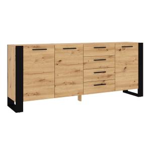 Buffet 3 portes 4 tiroirs stratifiés beige et noir