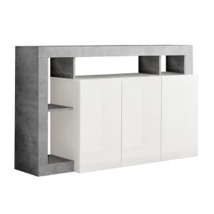 Buffet 3 portes blanc laqué avec niches Ffnition aspect cim…