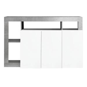 Buffet  3 portes blanc laqué encadrement niches finition as…