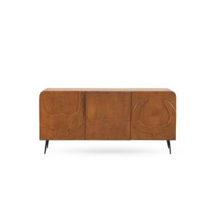 Buffet 3 portes couleur miel en bois massif de manguier