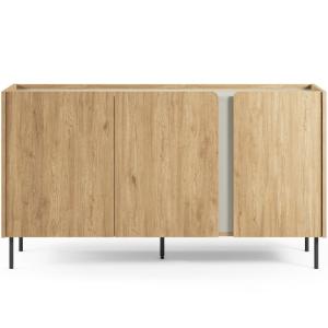 Buffet 3 portes décor chêne et vert 150 cm