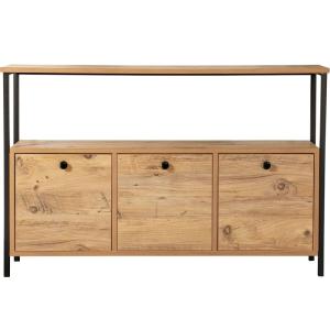 Buffet 3 portes effet bois foncé avec piètement noir 120 cm…