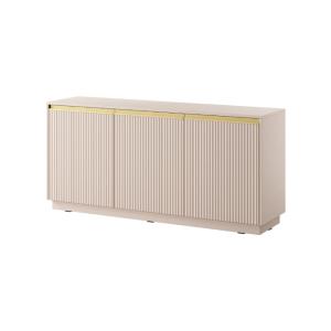 Buffet 3 portes en bois lamellé beige 154x72 cm