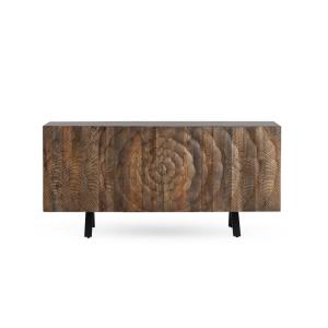 Buffet 3 portes en bois massif de manguier avec pieds noirs