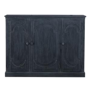 Buffet 3 portes en bois peint en noir  - L160 cm