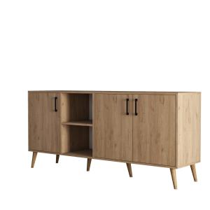 Buffet 3 portes et 2 niches ouvertes décor bois chêne L180…