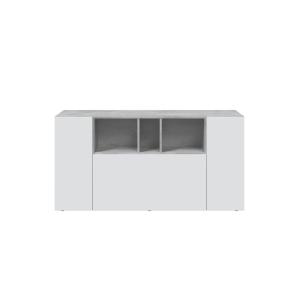 Buffet 3 portes et 3 niches L150cm - Blanc / Béton