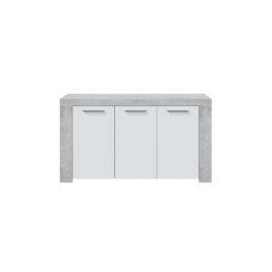 Buffet 3 portes L144cm - Blanc / Béton