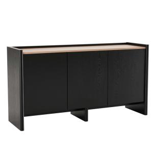 Buffet 3 portes moderne rectangulaire L140 cm bois noir