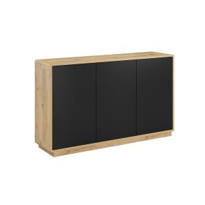 Buffet 3 portes stratifiés noir mat et beige