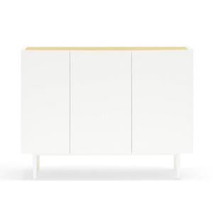 Buffet 3 portes style contemporain en bois blanc