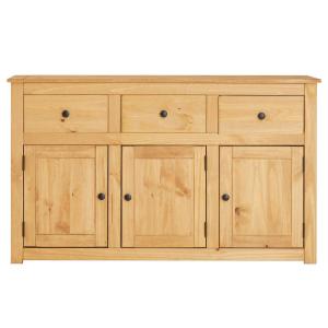 Buffet 3 tiroirs 3 portes en bois massif, coloris naturel