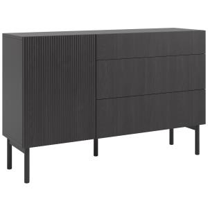 Buffet 3 tiroirs en aspect frêne noir 140 cm