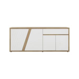 Buffet 4 portes 1 tiroirs effet bois et blanc