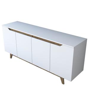Buffet 4 portes 180x78,6cm bois naturel et blanc