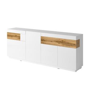 Buffet 4 portes 2 tiroirs stratifiés blanc et beige