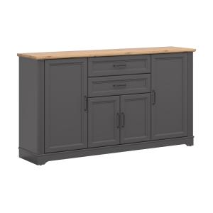 Buffet 4 portes 2 tiroirs stratifiés gris