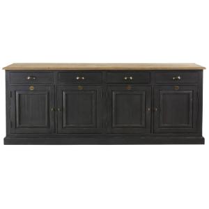 Buffet 4 portes 4 tiroirs en bois de pin recyclé gris anthr…