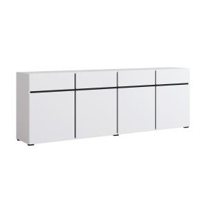 Buffet 4 portes 4 tiroirs stratifiés blanc
