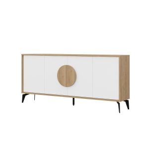 Buffet 4 portes avec pieds en métal L180 cm - Effet Bois cl…