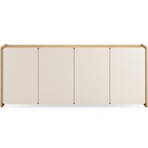 Buffet 4 portes beige et décor chêne 180 cm