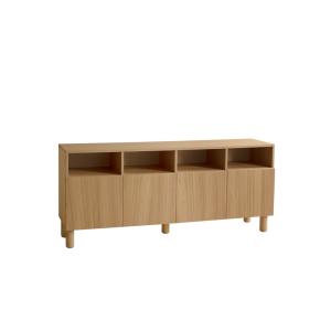Buffet 4 portes bois de placage chêne naturel 176x40cm