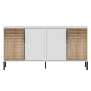 Buffet 4 portes décor blanc et chêne saphir L150 cm