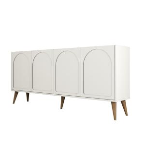 Buffet 4 portes design arrondi crème 180x81cm