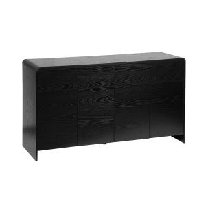 Buffet 4 portes effet bois noir arrondi