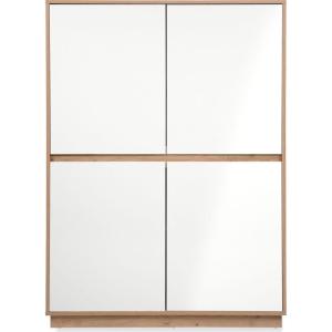 Buffet 4 portes effet Chêne et blanc brillant 101 cm