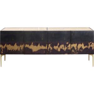 Buffet 4 portes en acier noir et marbre jaune