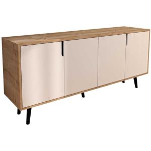 Buffet 4 portes en aggloméré latina modern blanc et chêne