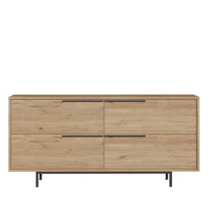 Buffet 4 portes en bois et métal L160cm - Bois foncé