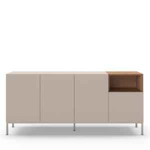 Buffet 4 portes en bois et métal L180cm - Beige