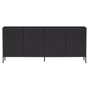 Buffet 4 portes en bois massif noir 200cm